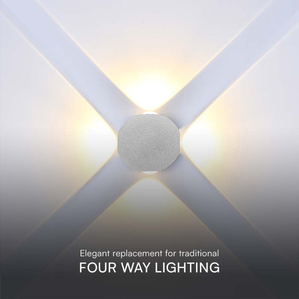 V-TAC Applique LED da Muro 4W con 4 Fasci Luminosi Corpo Bianco 4000K IP54 V-TAC Applique LED da Muro 4W con 4 Fasci Luminosi Corpo Bianco 4000K IP54